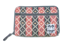 Load image into Gallery viewer, Diabetic kit bag in medium size with red and black patterned Nepali outer fabric.
